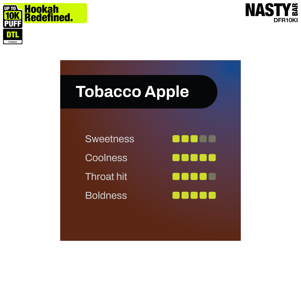 NASTY Hooqa DFR10Ki Apple Tobacco 💨 ‣ Disposable Vape 👍