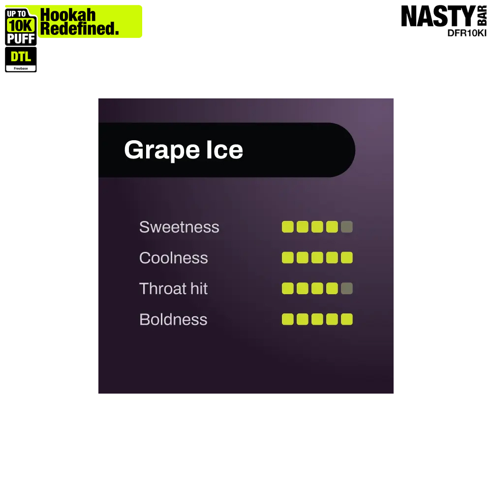 NASTY Hooqa DFR10Ki Grape Ice 💨 ‣ Disposable Vape 👍