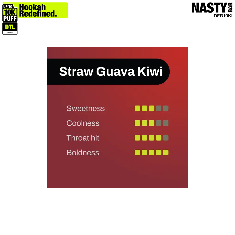 NASTY Hooqa DFR10Ki Strawberry Guava Kiwi 💨 ‣ Disposable 👍