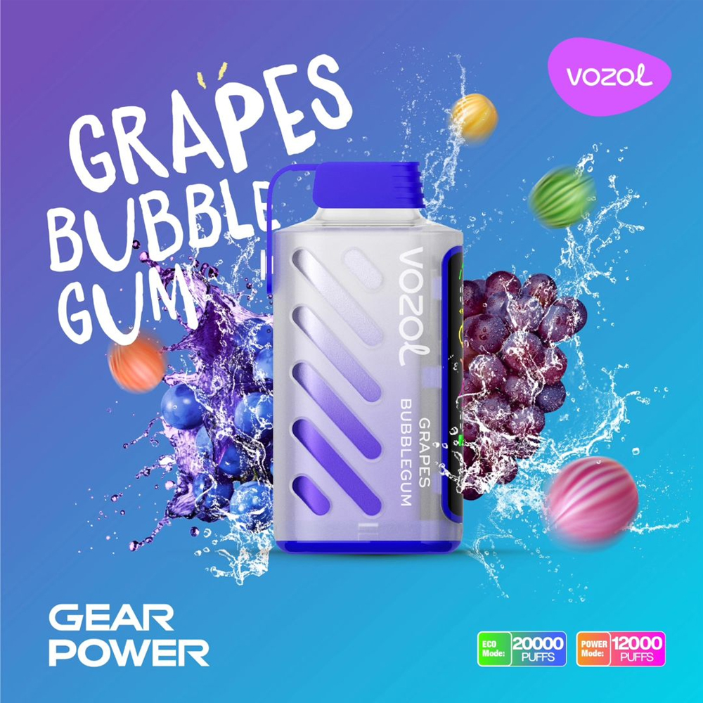 Vozol Gear Power 20000 Grapes Bubblegum 💨 ‣ Vape ‣ 9€ 👍